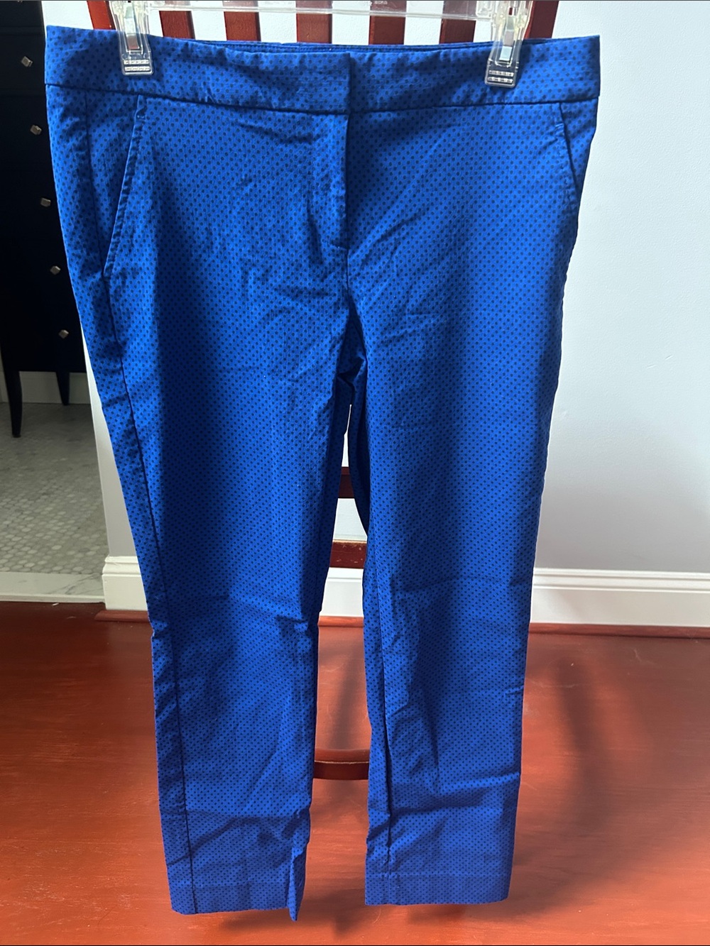 The Limited Royal Blue Ankle Pants with Micro Dot Texture